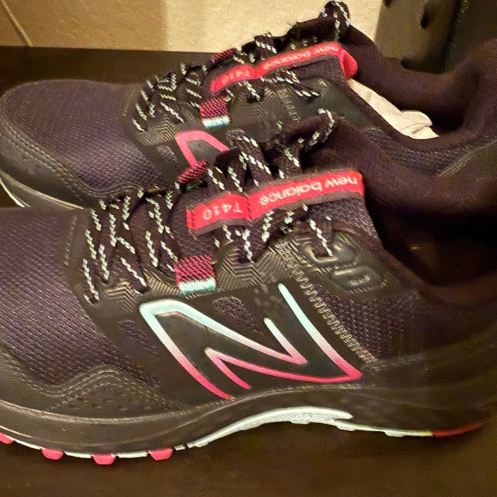 New Balance Black and Pink Athletic Footwear. T410 Running & Trail shoes
